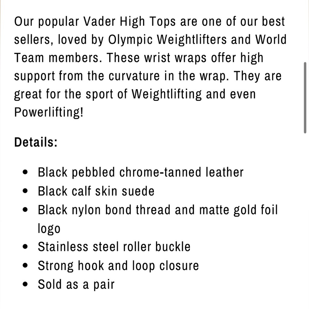 Onyx Weightlifting Vader high top wrist wraps - Picture 5 of 7